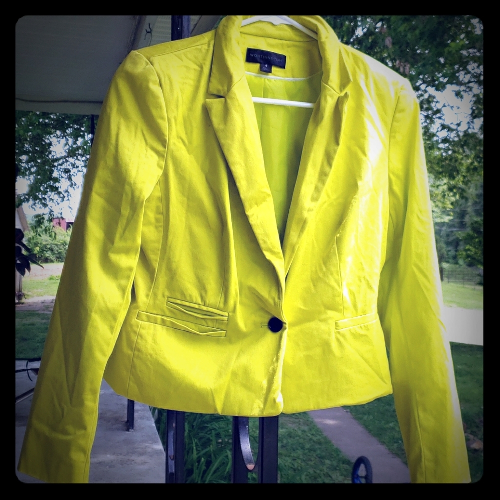 Worthington bright green blazer jacket